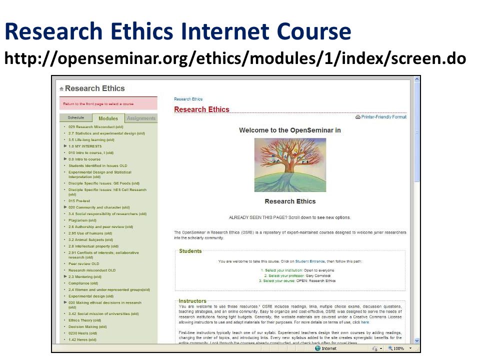 Research Ethics Internet Course