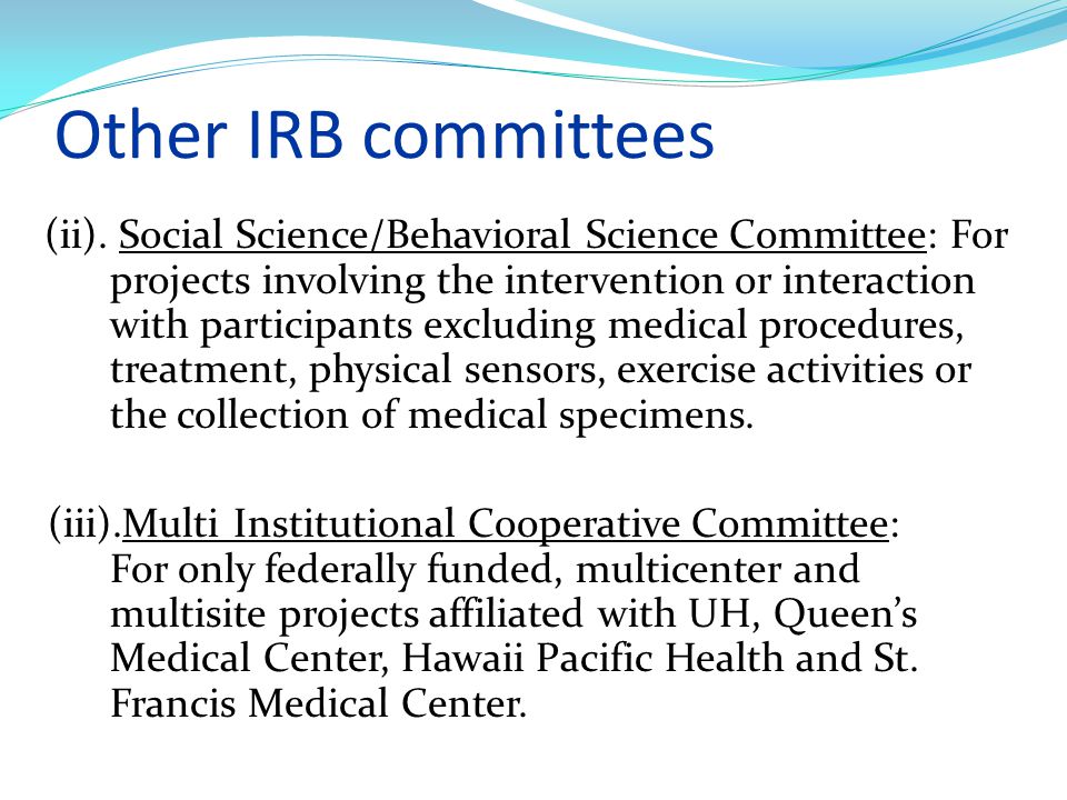 Other IRB committees (ii).