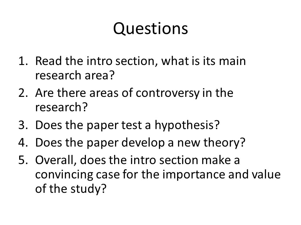 Questions 1.Read the intro section, what is its main research area.