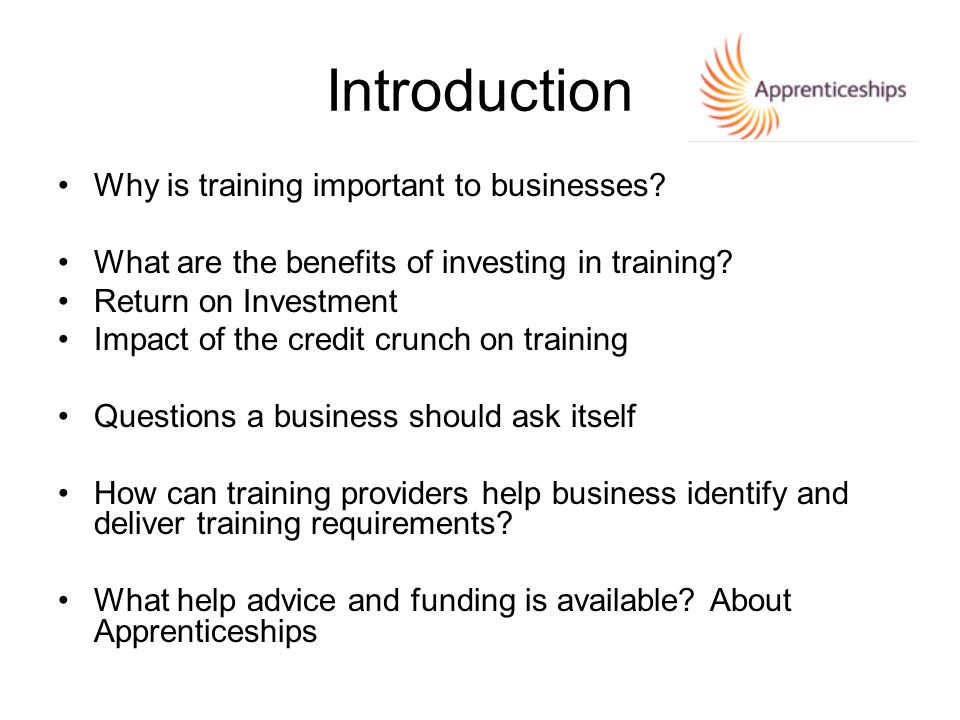 Introduction Why is training important to businesses.