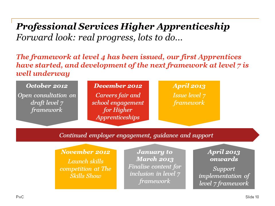 PwC Professional Services Higher Apprenticeship Forward look: real progress, lots to do...