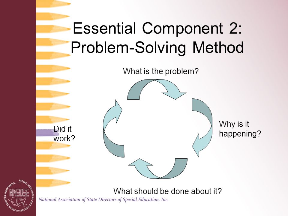 Essential Component 2: Problem-Solving Method What is the problem.