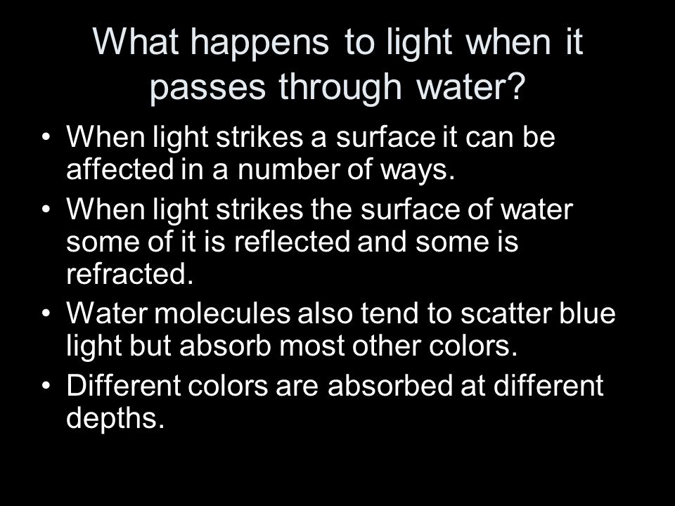 What happens to light when it passes through water.