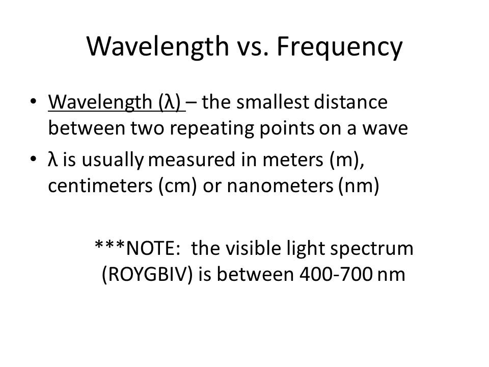 Wavelength vs.