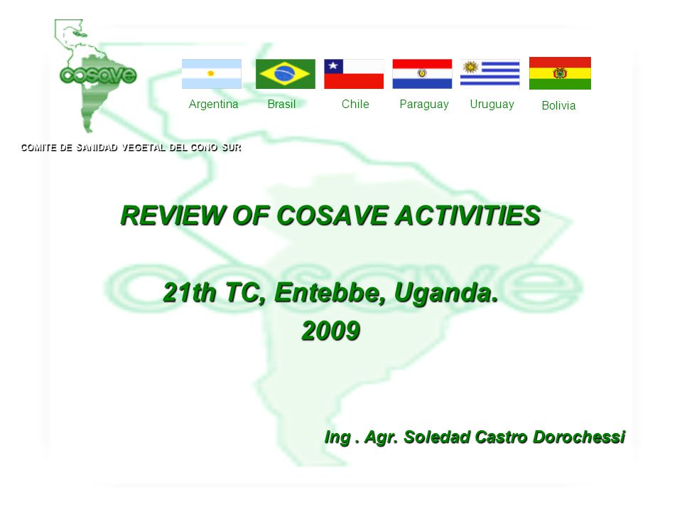 REVIEW OF COSAVE ACTIVITIES 21th TC, Entebbe, Uganda.