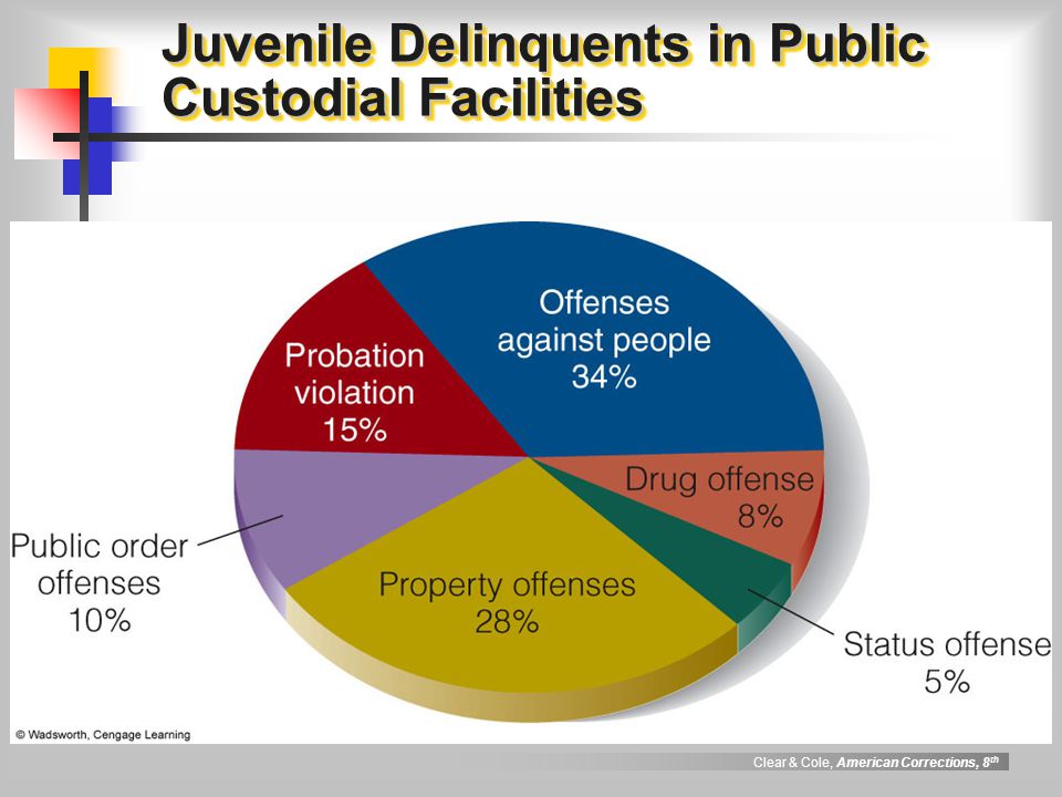 Clear & Cole, American Corrections, 8 th Juvenile Delinquents in Public Custodial Facilities