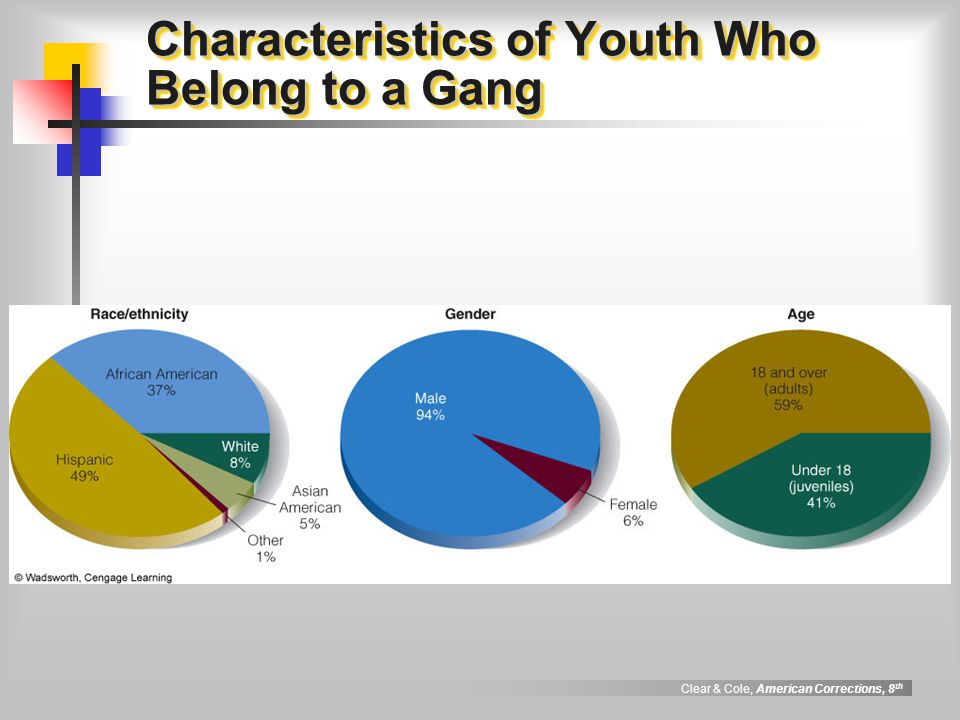 Clear & Cole, American Corrections, 8 th Characteristics of Youth Who Belong to a Gang