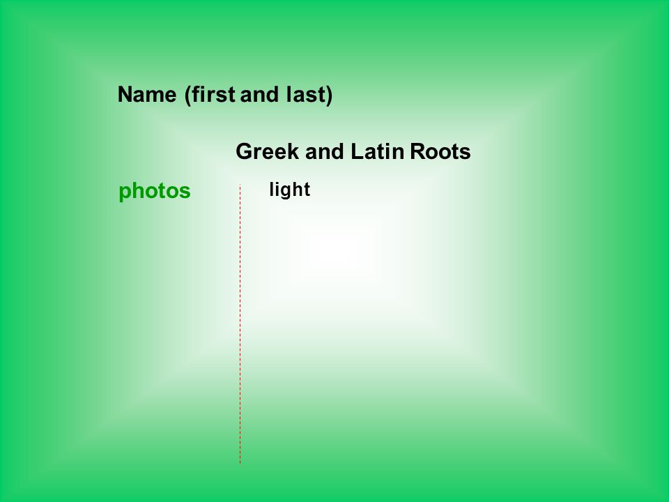 Name (first and last) Greek and Latin Roots photos light