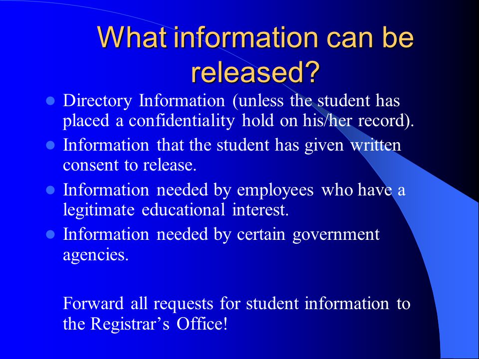 What information can be released.