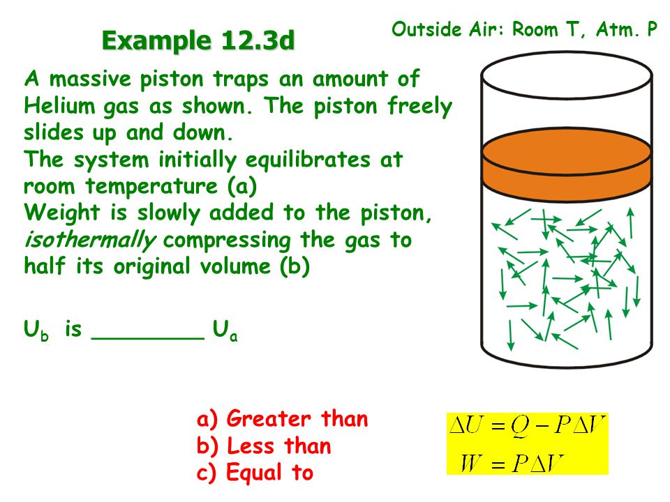 A massive piston traps an amount of Helium gas as shown.