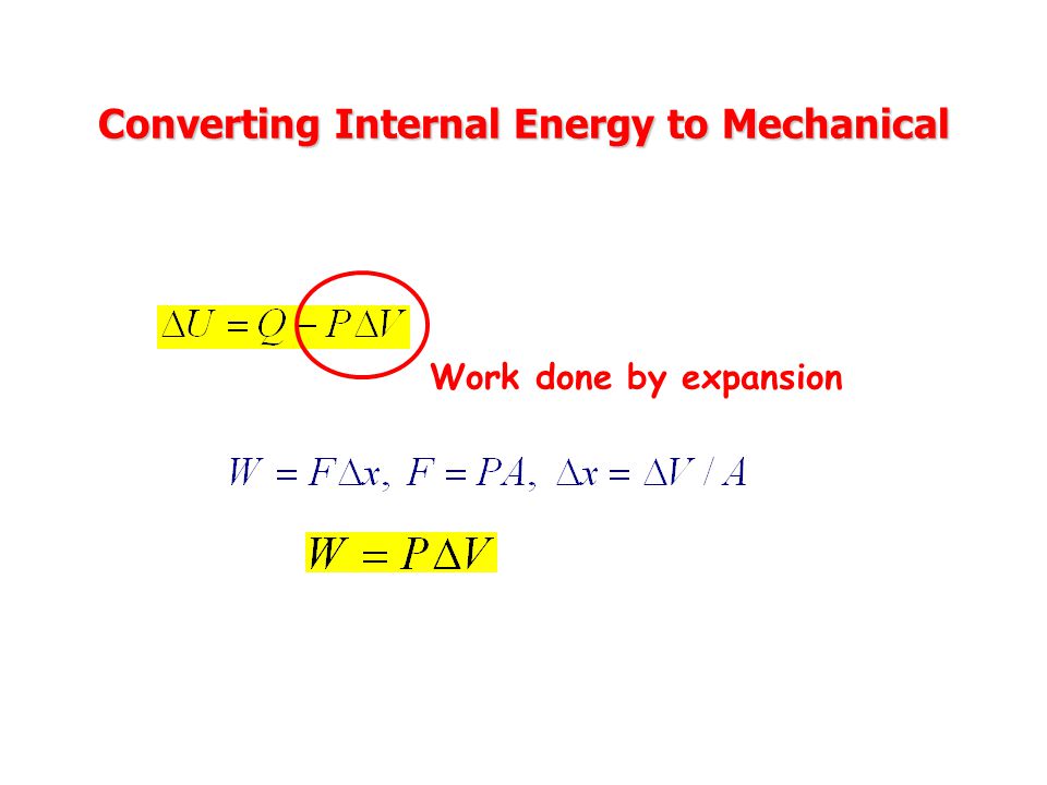 Converting Internal Energy to Mechanical Work done by expansion