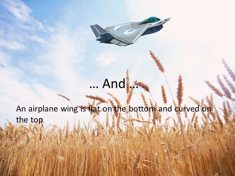 … And … An airplane wing is flat on the bottom and curved on the top.