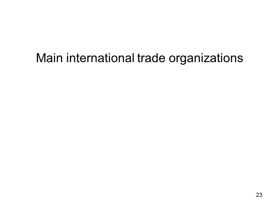 Main international trade organizations 23