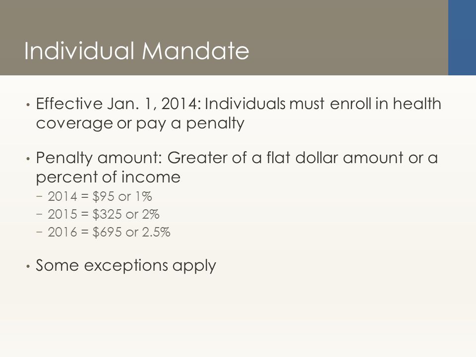 Individual Mandate Effective Jan.