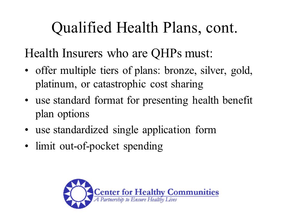 Qualified Health Plans, cont.