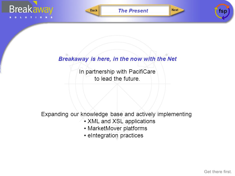 Next Back Breakaway is here, in the now with the Net In partnership with PacifiCare to lead the future.