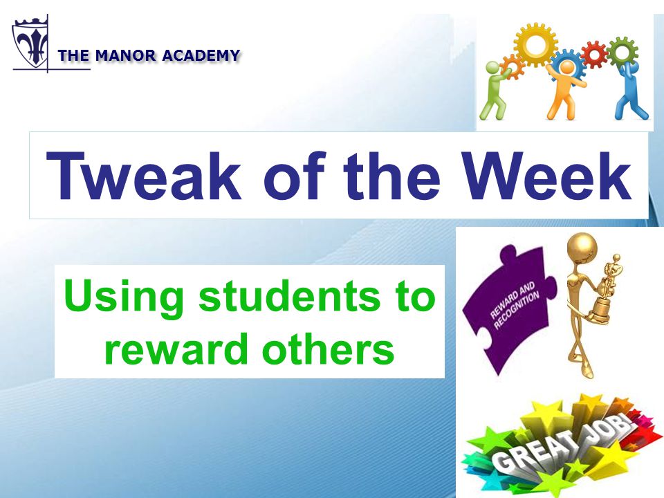 Powerpoint Templates THE MANOR ACADEMY Tweak of the Week Using students to reward others