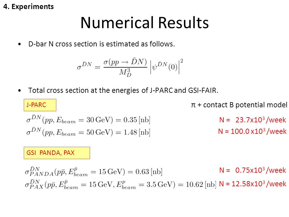Numerical Results D-bar N cross section is estimated as follows.