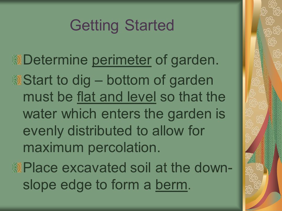 Getting Started Determine perimeter of garden.