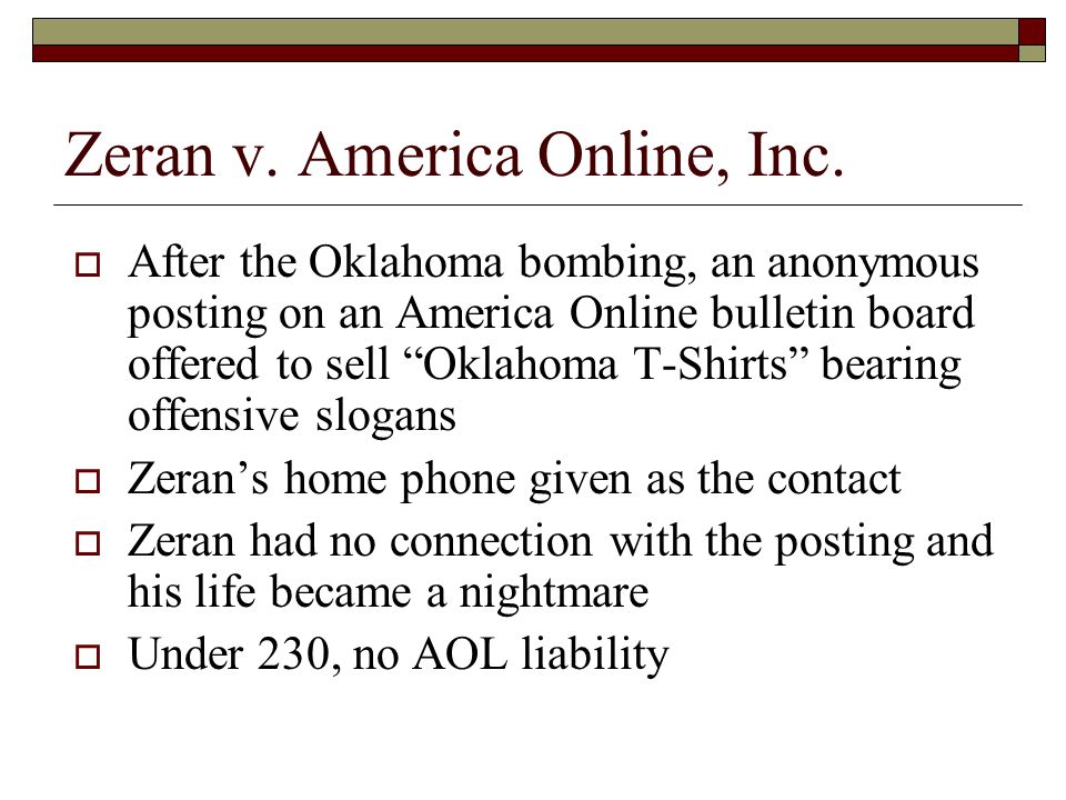 Zeran v. America Online, Inc.