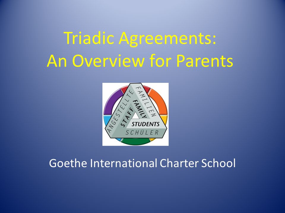 Triadic Agreements: An Overview for Parents Goethe International Charter School