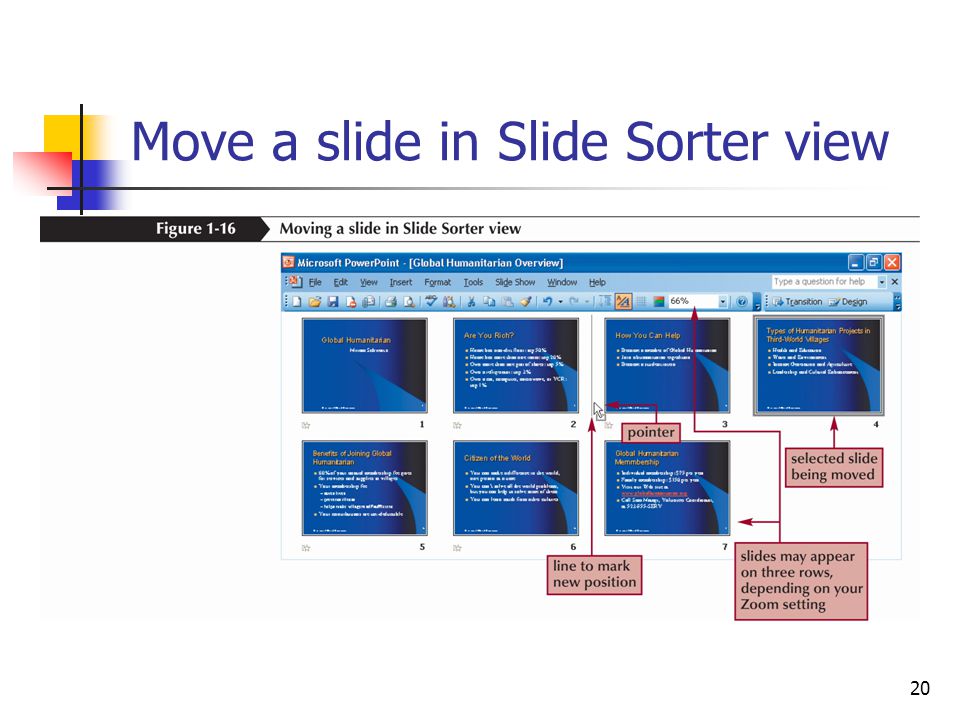 20 Move a slide in Slide Sorter view