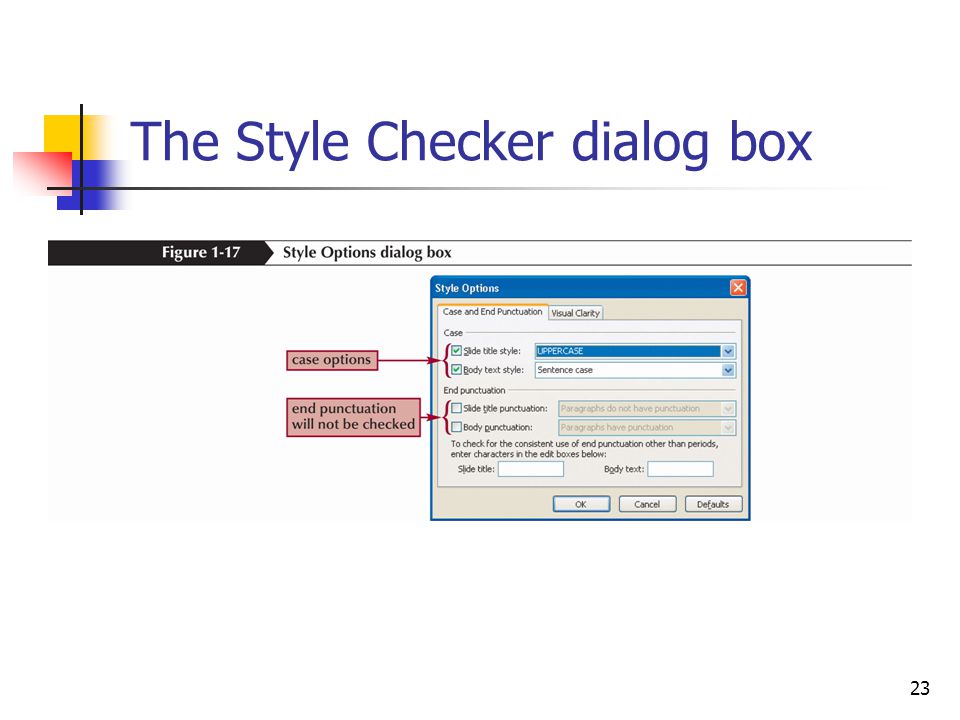 23 The Style Checker dialog box