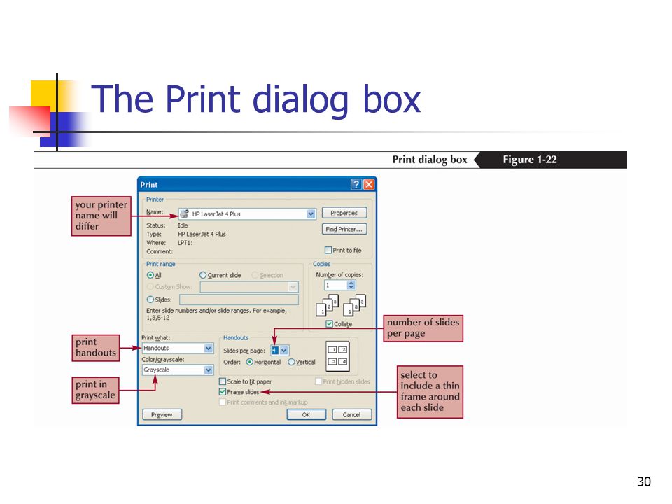 30 The Print dialog box