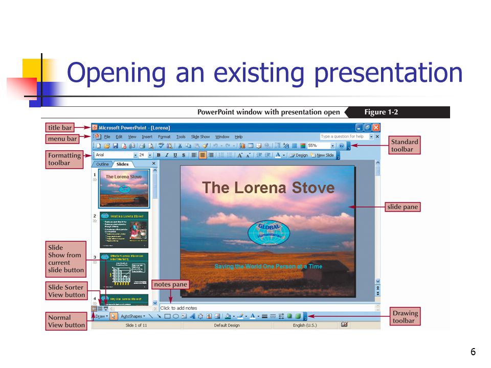 6 Opening an existing presentation
