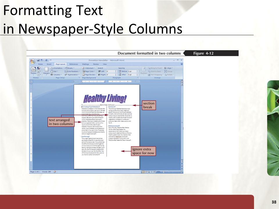 XP 38 Formatting Text in Newspaper-Style Columns
