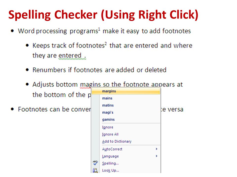 Spelling Checker (Using Right Click)
