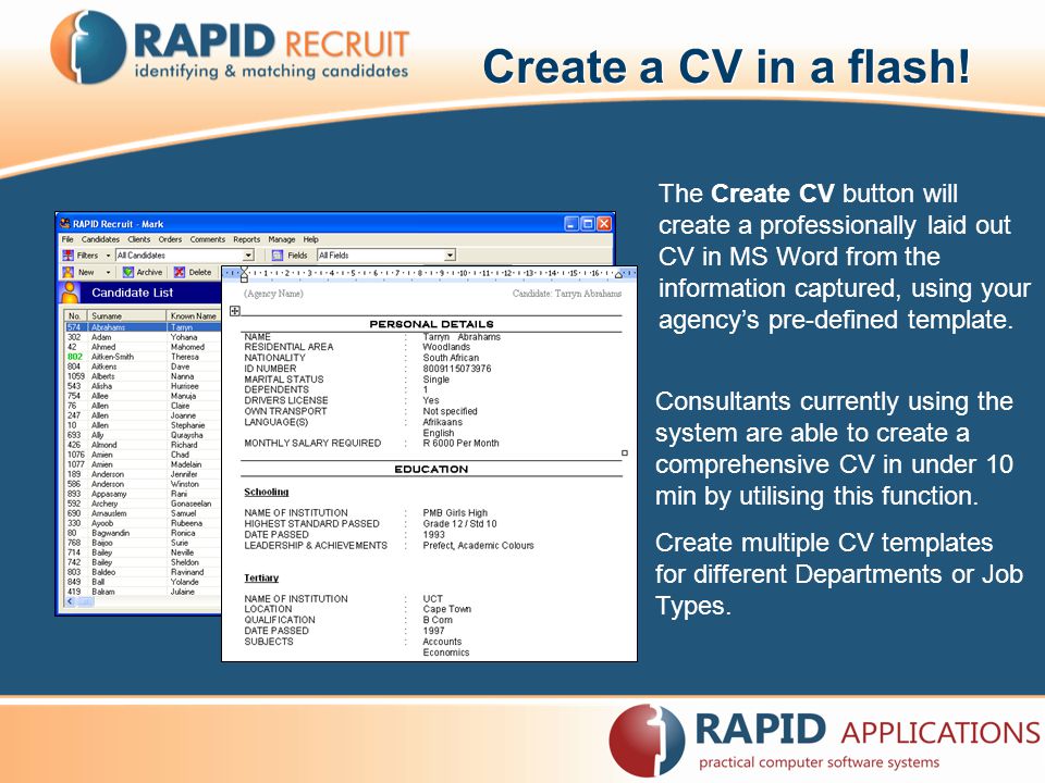 Create a CV in a flash.