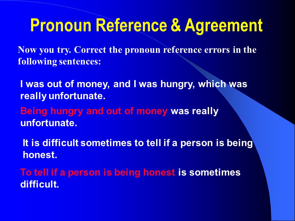 Pronoun Reference & Agreement Now you try.