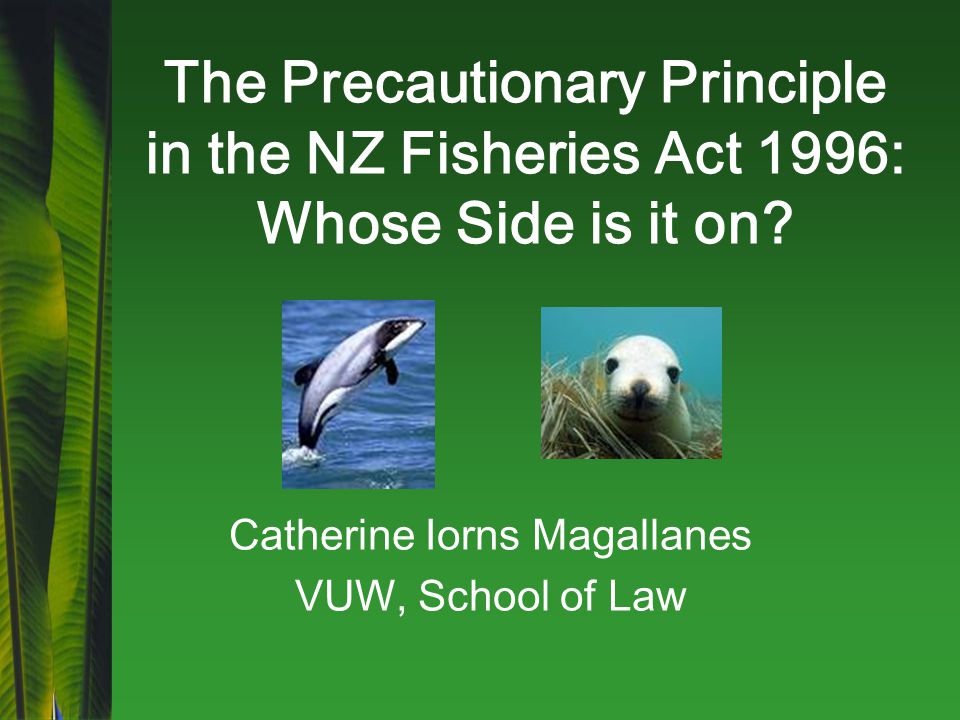 The Precautionary Principle in the NZ Fisheries Act 1996: Whose Side is it on.