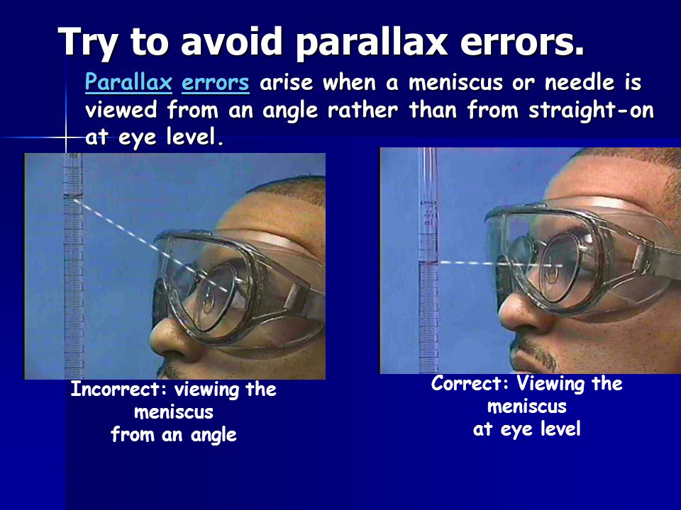 Try to avoid parallax errors.