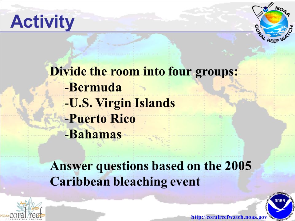 Activity Divide the room into four groups: -Bermuda -U.S.