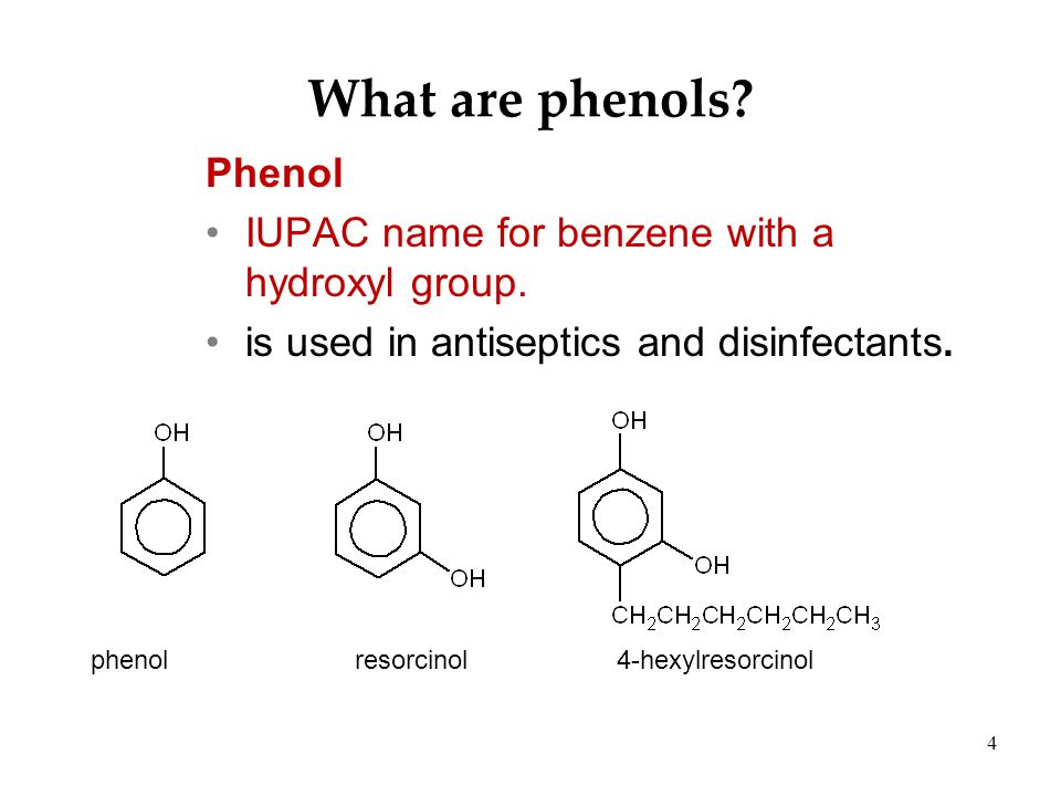 What are alcohols An alcohol contains a hydroxyl group OH attached to a carbon chain. A phenol contains a hydroxyl group OH attached to a benzene. ppt download