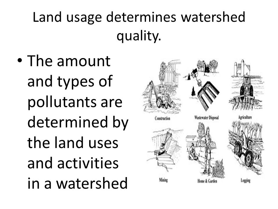 Land usage determines watershed quality.