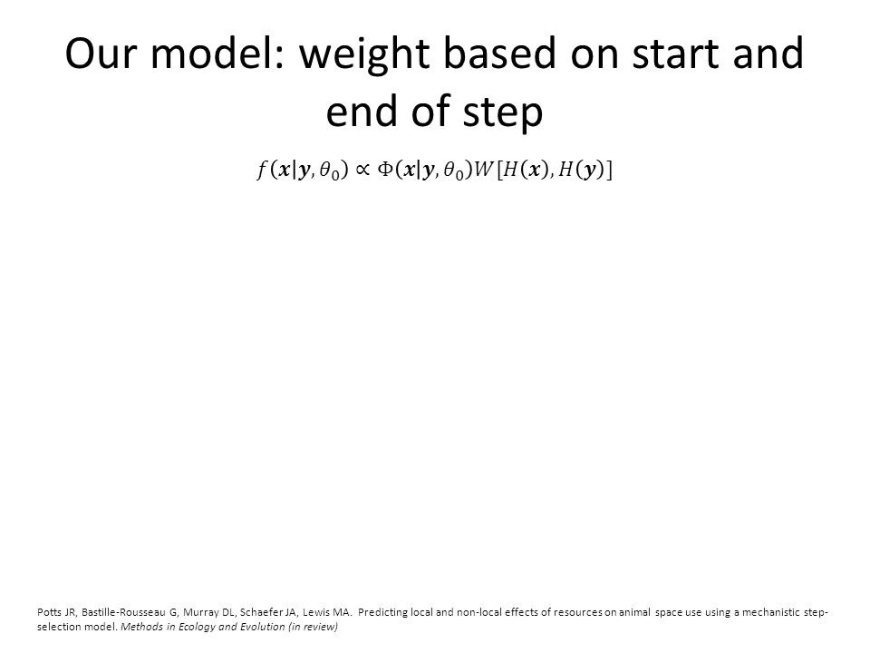 Our model: weight based on start and end of step Potts JR, Bastille-Rousseau G, Murray DL, Schaefer JA, Lewis MA.