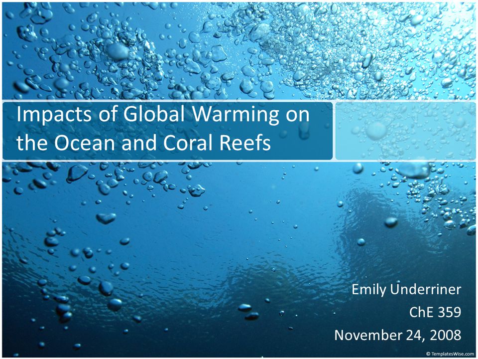 Impacts of Global Warming on the Ocean and Coral Reefs Emily Underriner ChE 359 November 24, 2008