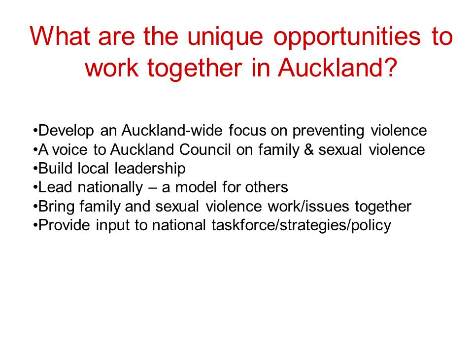 What are the unique opportunities to work together in Auckland.