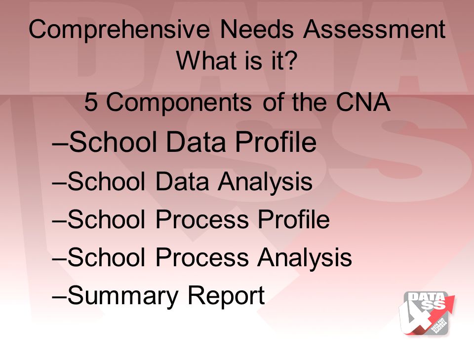 Comprehensive Needs Assessment What is it.