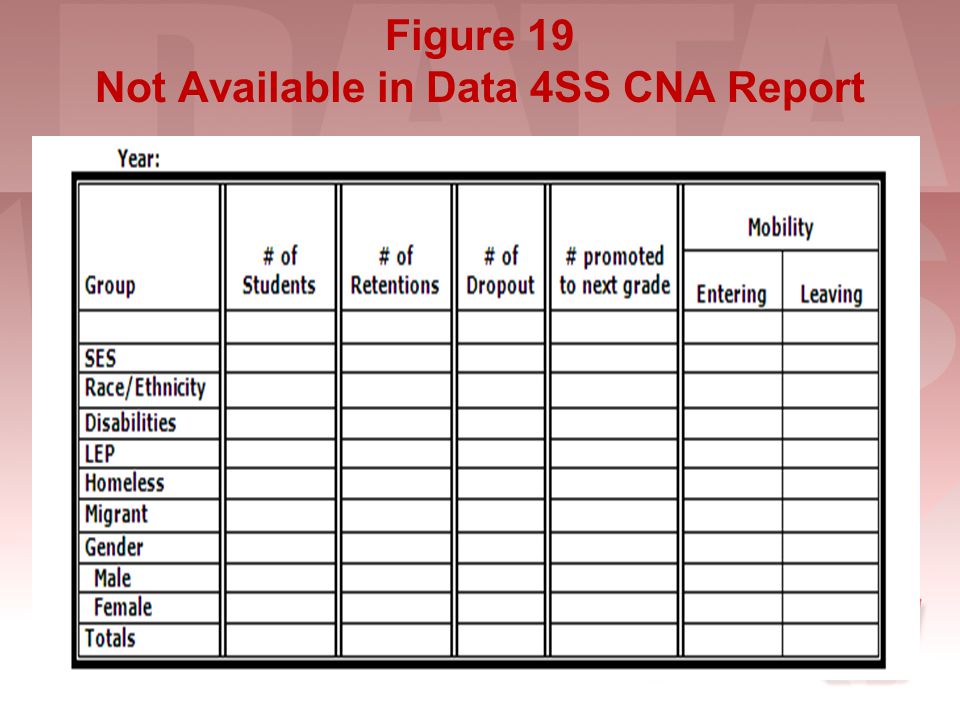 Figure 19 Not Available in Data 4SS CNA Report