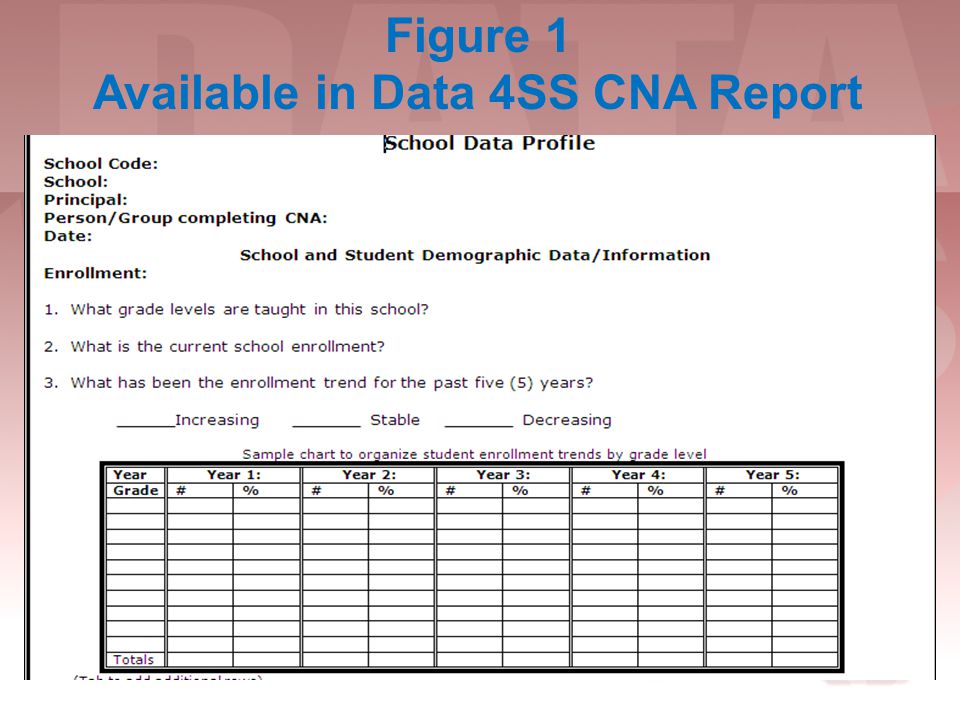 Figure 1 Available in Data 4SS CNA Report