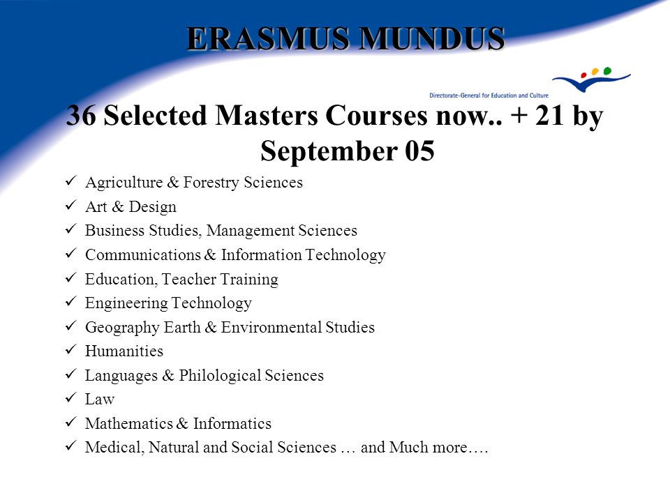 ERASMUS MUNDUS 36 Selected Masters Courses now..