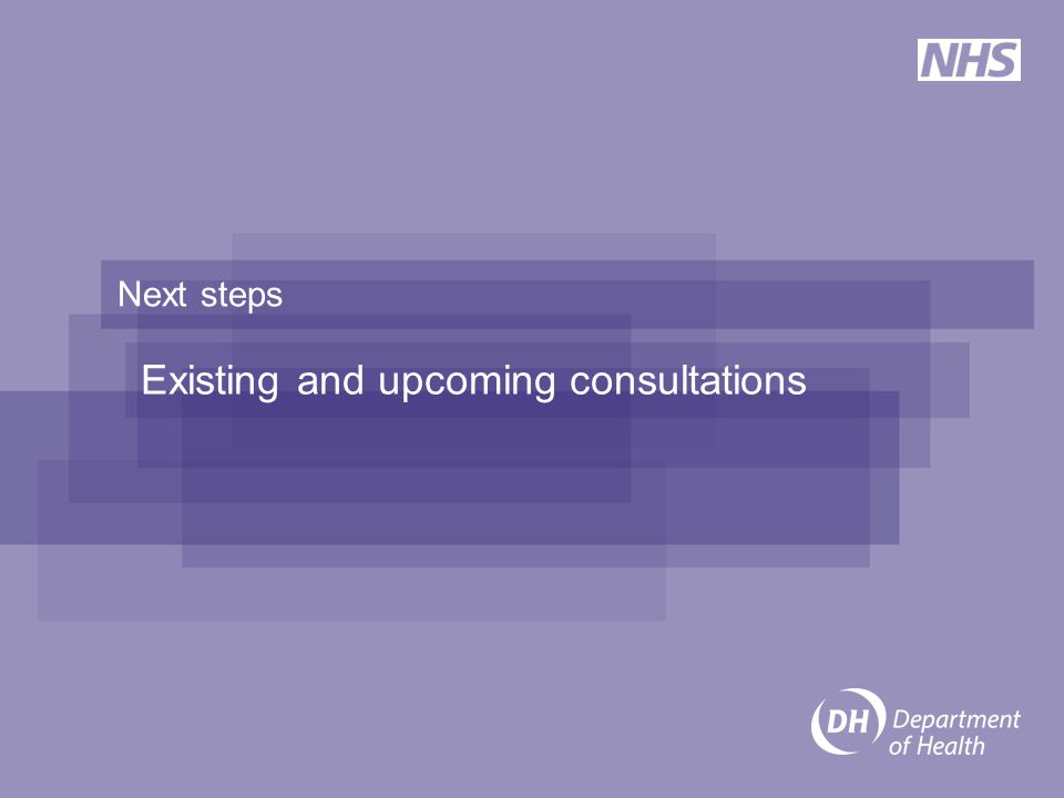 Next steps Existing and upcoming consultations