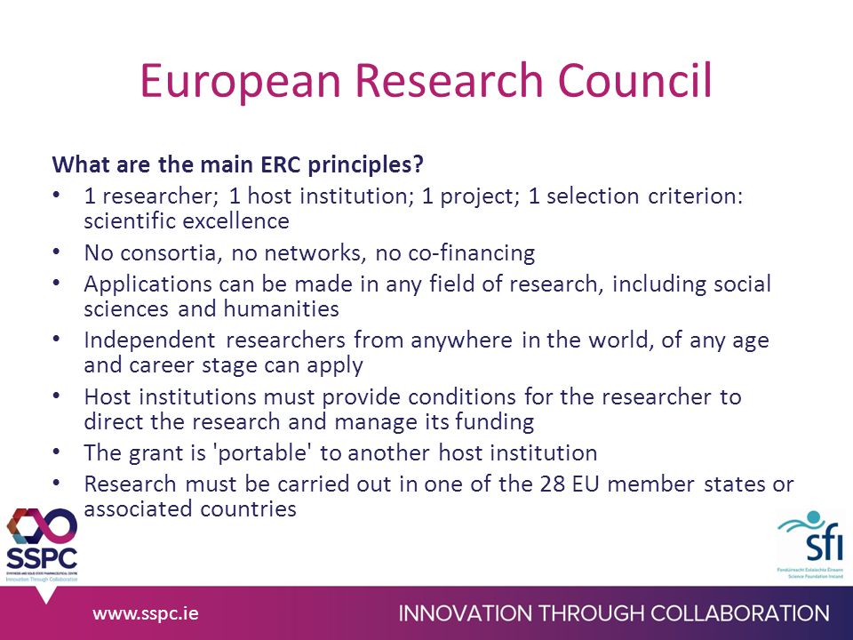 European Research Council What are the main ERC principles.