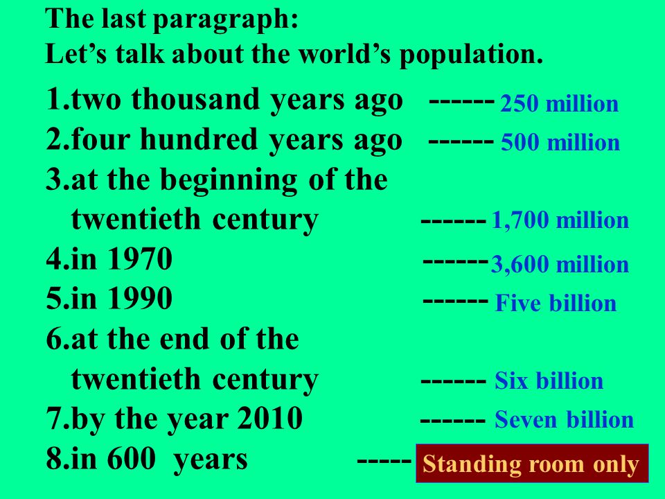 The last paragraph: Let’s talk about the world’s population.