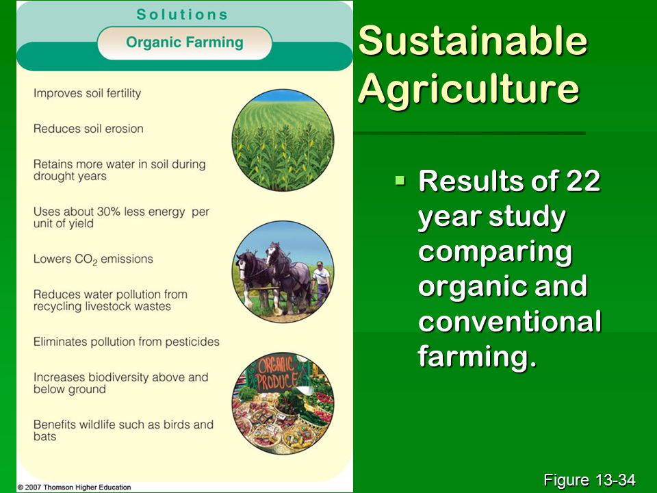 Sustainable Agriculture  Results of 22 year study comparing organic and conventional farming.
