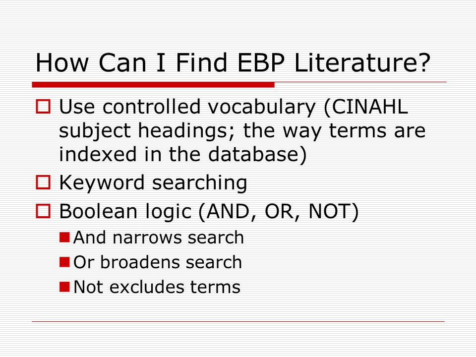 How Can I Find EBP Literature.